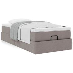 Cadre de lit ottoman avec matelas taupe 100x200 cm tissu