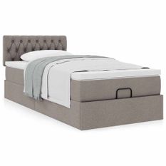 Cadre de lit ottoman avec matelas taupe 100x200 cm tissu