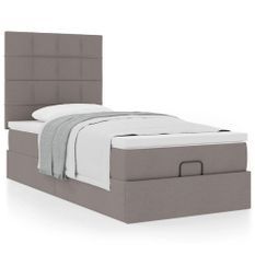 Cadre de lit ottoman avec matelas taupe 100x200 cm tissu