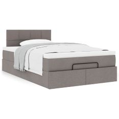 Cadre de lit ottoman avec matelas taupe 120x200 cm tissu