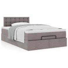 Cadre de lit ottoman avec matelas taupe 120x200 cm tissu