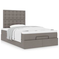 Cadre de lit ottoman avec matelas taupe 120x200 cm tissu