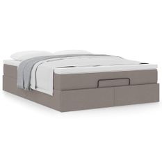 Cadre de lit ottoman avec matelas taupe 140x200 cm tissu