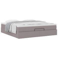 Cadre de lit ottoman avec matelas taupe 160x200 cm tissu