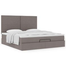 Cadre de lit ottoman avec matelas taupe 160x200 cm tissu