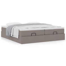 Cadre de lit ottoman avec matelas taupe 200x200cm tissu