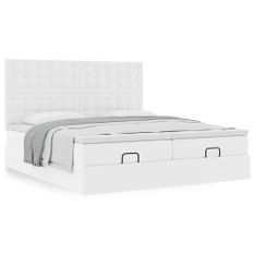 Cadre de lit ottoman et matelas blanc pur 200x200cm similicuir