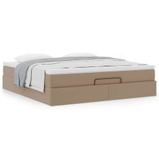 Cadre de lit ottoman et matelas cappuccino 180x200cm similicuir
