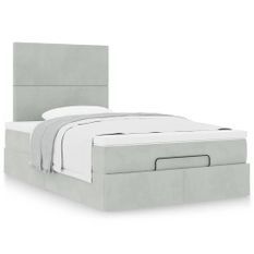 Cadre de lit ottoman et matelas gris clair 120x200 cm velours