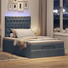Cadre de lit ottoman et matelas gris foncé 120x200 cm velours