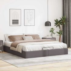 Cadre de lit ottoman sans matelas gris 180x200 cm similicuir