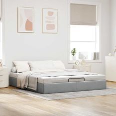 Cadre de lit ottoman sans matelas gris clair 160x200 cm tissu