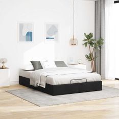 Cadre de lit ottoman sans matelas noir 140x190 cm tissu