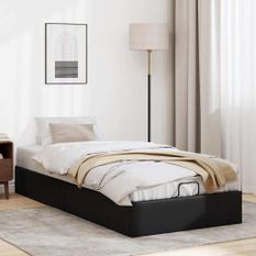 Cadre de lit ottoman sans matelas noir 90x190 cm similicuir