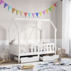 Cadre de lit pour enfant et tiroirs 80x160cm bois de pin massif