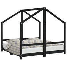 Cadre de lit pour enfant noir 2x(80x160) cm bois de pin massif