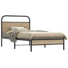 Cadre de lit sans matelas 100x190 cm chêne fumé bois ingénierie