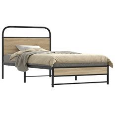 Cadre de lit sans matelas 100x190 cm chêne fumé bois ingénierie