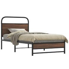 Cadre de lit sans matelas 100x190 cm chêne marron