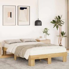 Cadre de lit sans matelas 120x190 cm bois massif de chêne