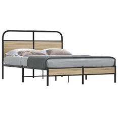 Cadre de lit sans matelas 120x190 cm chêne fumé bois ingénierie