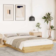 Cadre de lit sans matelas 120x200 cm bois massif de chêne