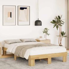 Cadre de lit sans matelas 120x200 cm bois massif de chêne