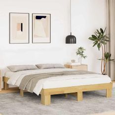 Cadre de lit sans matelas 135x190 cm bois massif de chêne