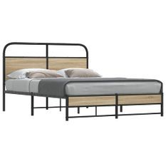 Cadre de lit sans matelas 135x190 cm chêne fumé bois ingénierie