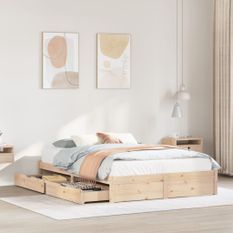 Cadre de lit sans matelas 140x190 cm bois de pin massif
