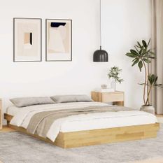 Cadre de lit sans matelas 140x190 cm bois massif de chêne