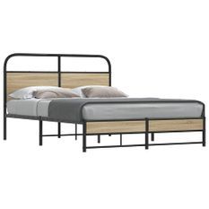 Cadre de lit sans matelas 140x200 cm chêne fumé bois ingénierie