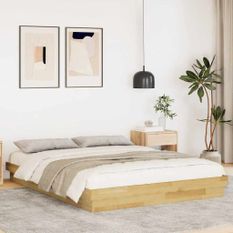 Cadre de lit sans matelas 160x200 cm bois massif de chêne