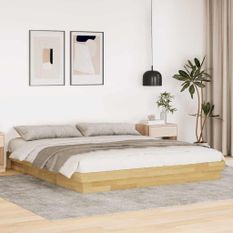 Cadre de lit sans matelas 180x200 cm bois massif de chêne