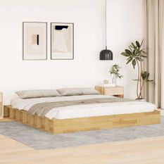 Cadre de lit sans matelas 180x200 cm bois massif de chêne