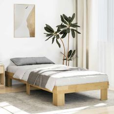 Cadre de lit sans matelas 75x190 cm bois massif de chêne