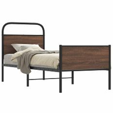 Cadre de lit sans matelas 75x190cm chêne marron bois ingénierie