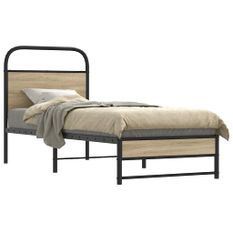 Cadre de lit sans matelas 80x200cm chêne fumé bois d'ingénierie