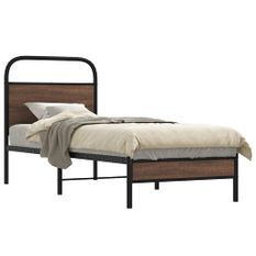 Cadre de lit sans matelas 80x200cm chêne marron bois ingénierie