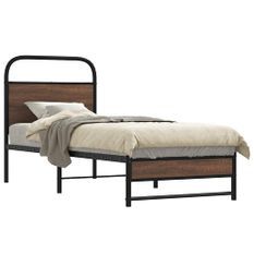 Cadre de lit sans matelas 80x200cm chêne marron bois ingénierie