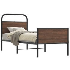 Cadre de lit sans matelas 80x200cm chêne marron bois ingénierie