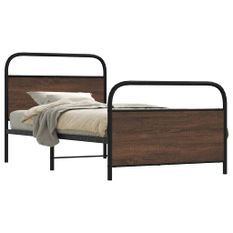 Cadre de lit sans matelas 90x190cm chêne marron bois ingénierie