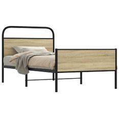 Cadre de lit sans matelas 90x200cm chêne sonoma bois ingénierie