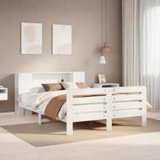 Cadre de lit sans matelas blanc 135x190 cm bois de pin massif