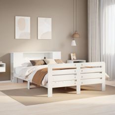 Cadre de lit sans matelas blanc 140x190 cm bois de pin massif