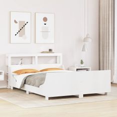 Cadre de lit sans matelas blanc 140x200 cm bois de pin massif