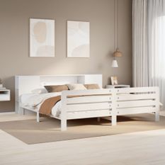 Cadre de lit sans matelas blanc 180x200 cm bois massif de pin