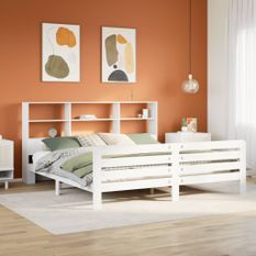 Cadre de lit sans matelas blanc 180x200 cm bois massif de pin