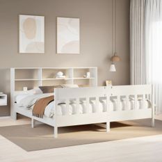 Cadre de lit sans matelas blanc 180x200 cm bois massif de pin