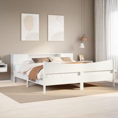 Cadre de lit sans matelas blanc 180x200 cm bois massif de pin